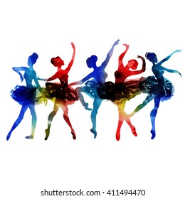 ballerina dancing. watercolor.vector
