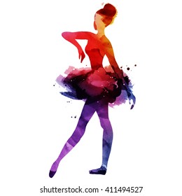 ballerina dancing. watercolor.vector