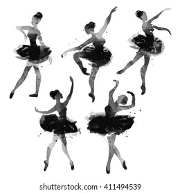 ballerina dancing. watercolor.vector