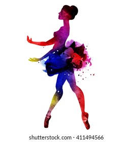 ballerina dancing. watercolor.vector