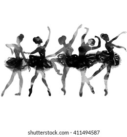 ballerina dancing. watercolor.vector