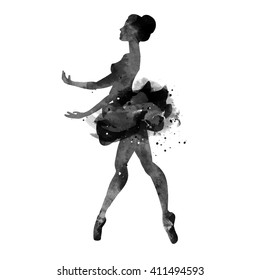 ballerina dancing. watercolor.vector