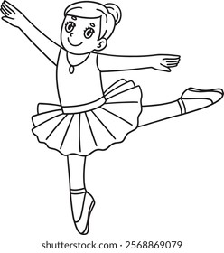 Ballerina doing Arabesque Isolated Coloring Page 