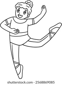 Ballerina doing an Attitude Isolated Coloring Page