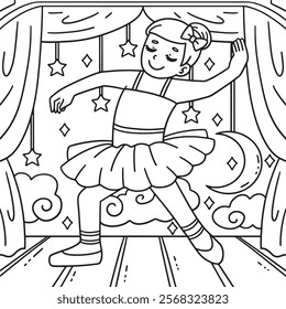 Ballerina doing an Entree Coloring Page for Kids