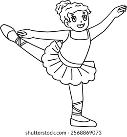 Ballerina doing a Fondu Isolated Coloring Page 