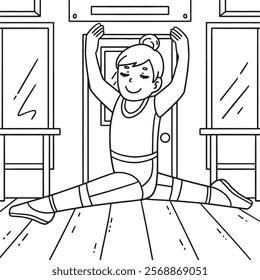 Ballerina doing a Split Coloring Page for Kids