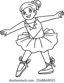 Ballerina doing a Tendu Isolated Coloring Page 