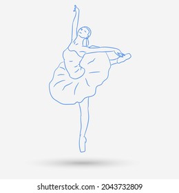 Ballerina doodle isolated object. Vector illustration.