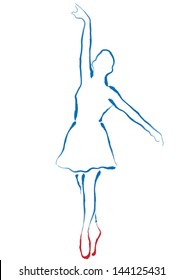 Ballerina drawing, sketch vector illustration