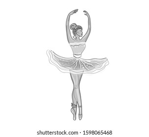 Ballerina in dress on white background