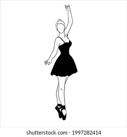 Ballerina in dress and pointe shoes. Silhouette. Dancer. Vector illustration for design and decoration.