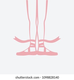 ballerina feet in pointe shoes. first ballet position. vector illustration - eps 8