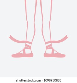 ballerina feet in pointe shoes. second ballet position. vector illustration - eps 8