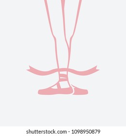 ballerina feet in pointe shoes. third ballet position. vector illustration - eps 8