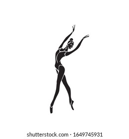 Ballerina Female Dancer Pose Vector Silhouette eps10