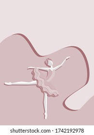 Ballerina figure on brown background. Vector illustration. Can be used for banner, flyer, booklet, poster or as wallpaper.