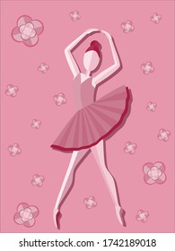 Ballerina figure on pinkbackground. Vector illustration. Can be used for banner, flyer, booklet, poster or as wallpaper.