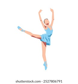 Ballerina flat vector. Beauty female ballet dancer illustration. 