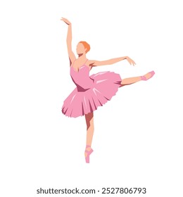 Ballerina flat vector. Beauty female ballet dancer illustration. 