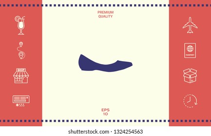 Ballerina flats - women shoe, the silhouette. Graphic elements for your design