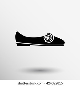 Ballerina flats women shoe silhouette Menu item web design logo.