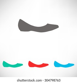 Ballerina flats - women's shoe, the silhouette. Menu item in the web design. Set of varicolored icons.