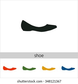 Ballerina flats - women's shoe, the silhouette. Menu item in the web design. Set of varicolored icons.