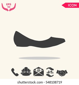 Ballerina flats - women's shoe, the silhouette. Menu item in the web design