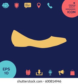 Ballerina flats - women's shoe, the silhouette. Menu item in the web design