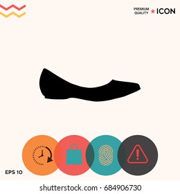 Ballerina flats - women's shoe, the silhouette. Menu item in the web design