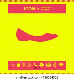 Ballerina flats - women's shoe, the silhouette. Menu item in the web design