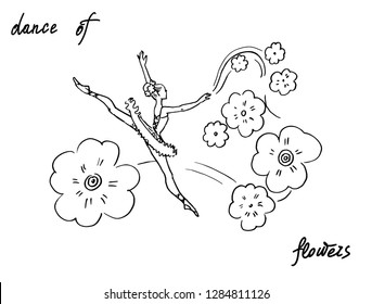 ballerina and flowers childish character from a fairy tale illustration 3d vector coloring antistress dance of flowers