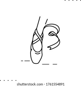 A ballerina foot in pointe shoes vector icon in outlines