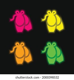 Ballerina four color glowing neon vector icon