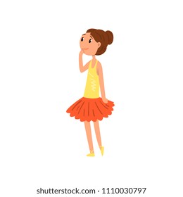 Ballerina girl character in tutu dress cartoon vector Illustration on a white background