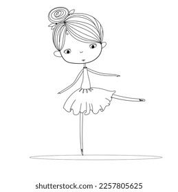 The ballerina girl is drawn with a black outline. Vector file for designs.