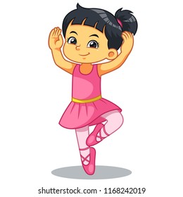 Ballerina Girl Practicing Ballet.
