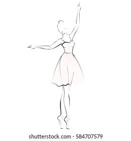 Ballerina girl silhouette isolated on white background