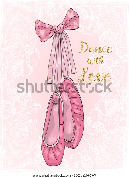 Ballerina Girls Pointe Shoes On Background Stock Vector (Royalty Free ...