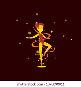 ballerina glows beautifully in the stars on a dark background
