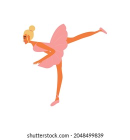 Ballerina. Hand drawn beautiful, cute, ballerina girl with pink dress. Vector illustration.