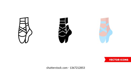 Ballerina icon of 3 types: color, black and white, outline. Isolated vector sign symbol.