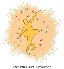 Ballerina icon. Comic book style icon with splash effect. flat style. Isolated on white background.