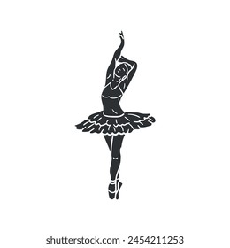 Ballerina Icon Silhouette Illustration. Ballet Vector Graphic Pictogram Symbol Clip Art. Doodle Sketch Black Sign.