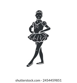 Ballerina Icon Silhouette Illustration. Ballet Vector Graphic Pictogram Symbol Clip Art. Doodle Sketch Black Sign.