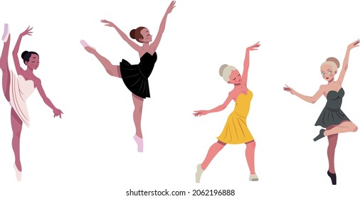 ballerina icons dynamic cartoon characters sketch 