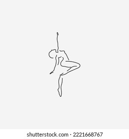 Ballerina Illustration Line Art Logo