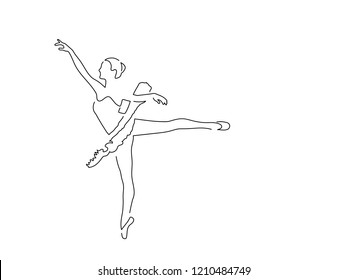 Ballerina isolated line drawing, vector illustration design. Music collection.