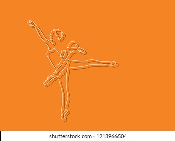 Ballerina isolated line drawing, vector illustration design. Music collection.